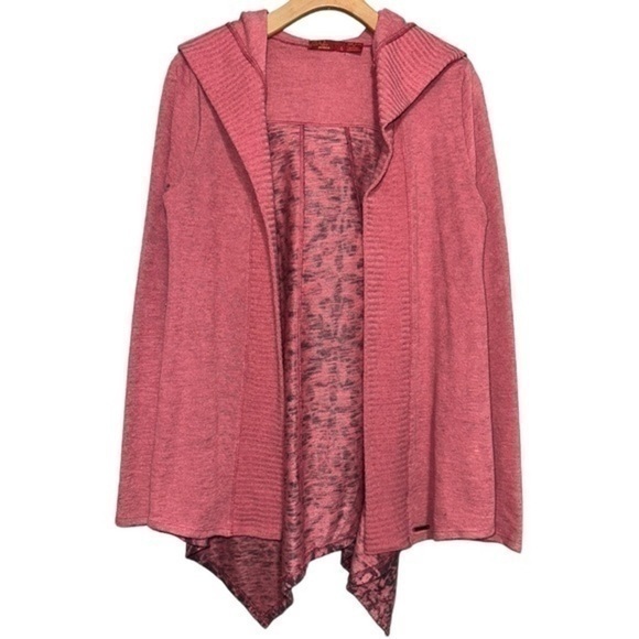 Prana Sweaters - Prana Women’s Size S Pink Mauve Black Medallion Print Open Sweater Knit Cardigan